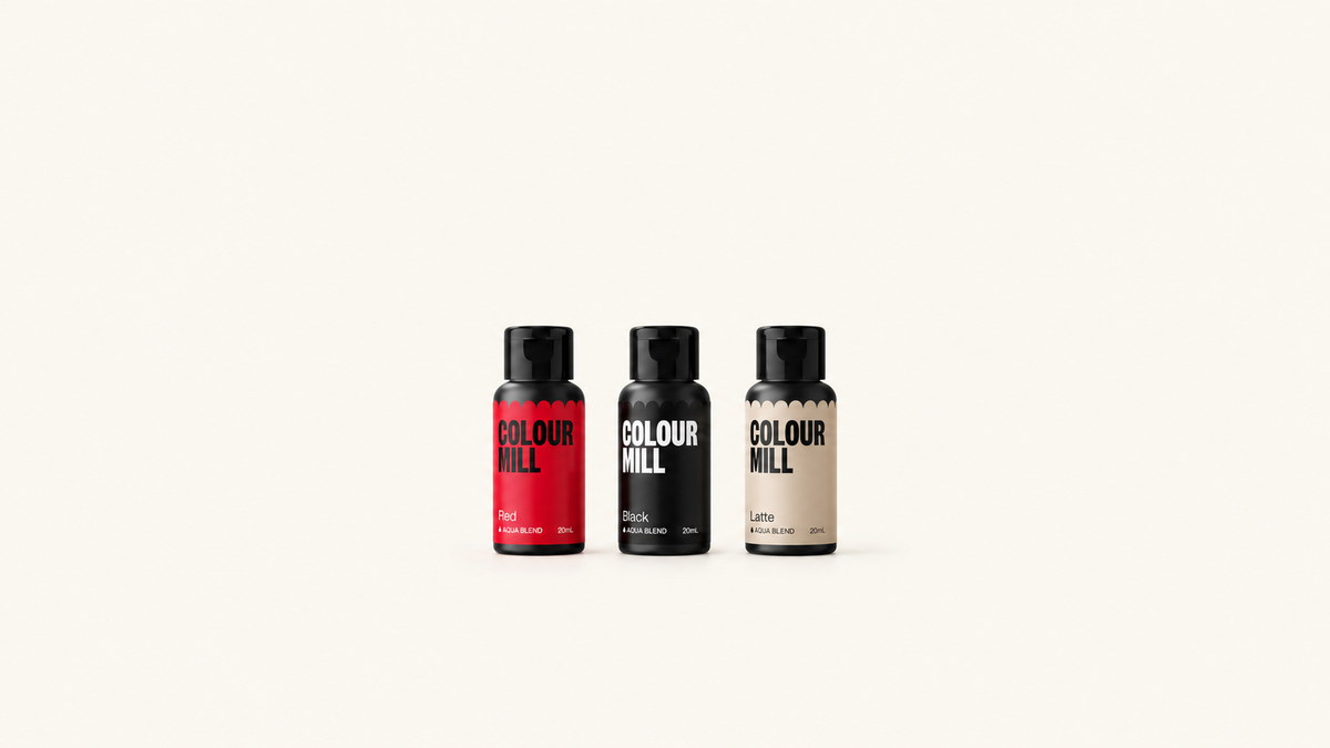 Colorants Hydrosolubles — sélection sur fond crème uni Patissland