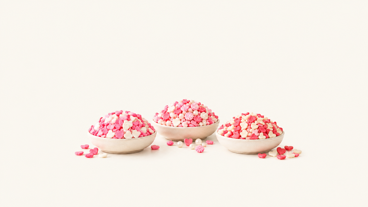 Sprinkles Étoiles / Coeurs — sélection sur fond crème uni Patissland