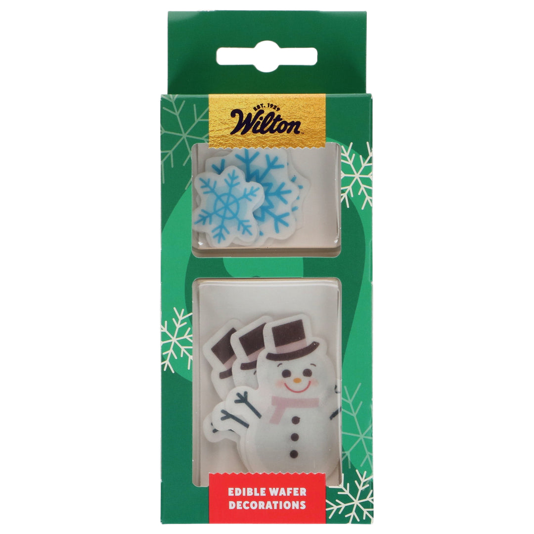 9 Décorations Comestibles en Azyme Bonhommes et Flocons de Neige