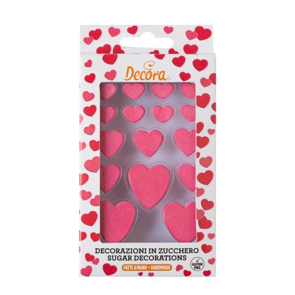16 Coeurs Roses en Sucre