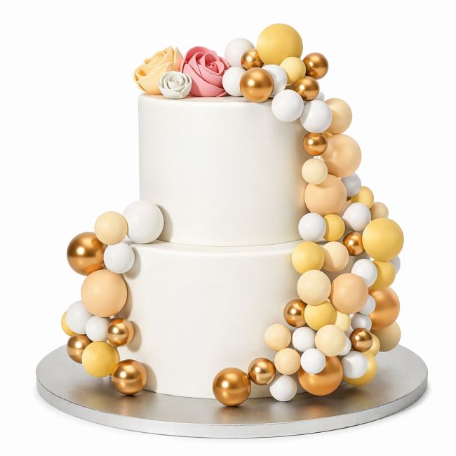 Set Boules Décoratives sur Tiges - Citron Ombré & Or - 32 pièces