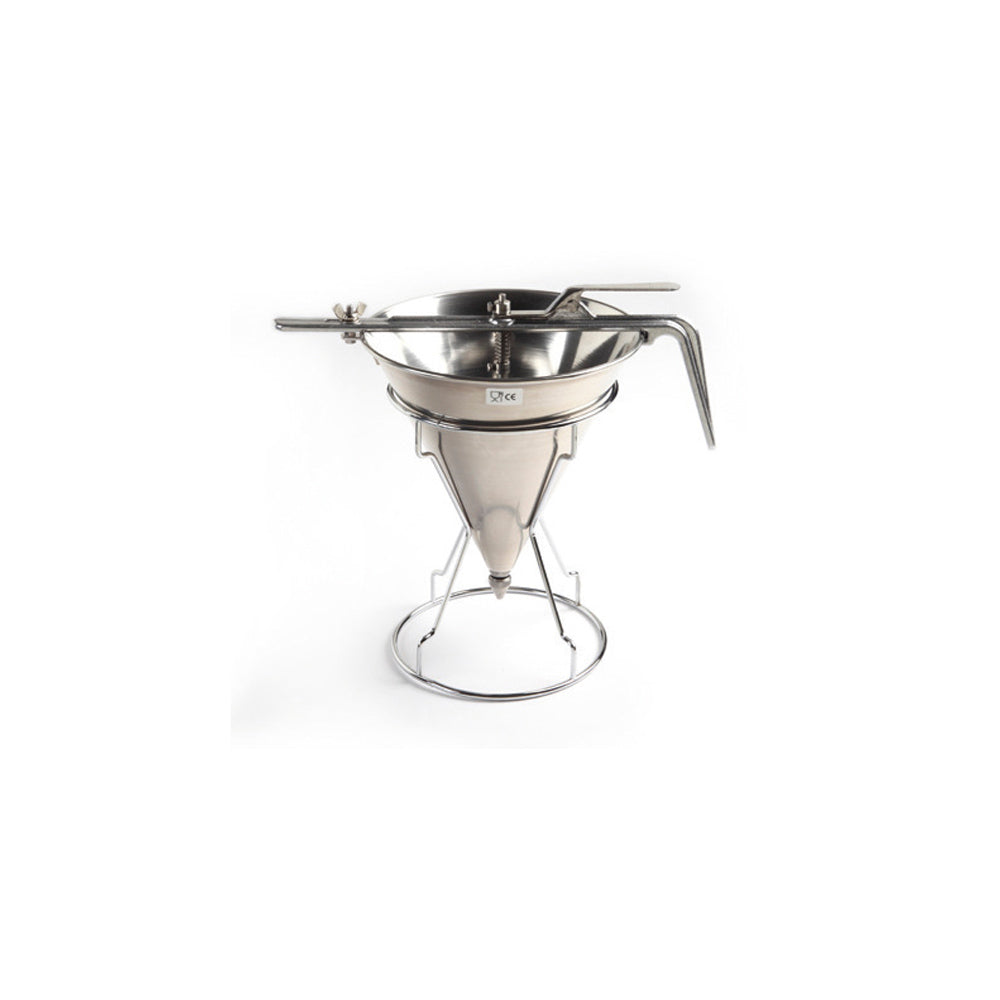 Entonnoir doseur à piston inox avec support
