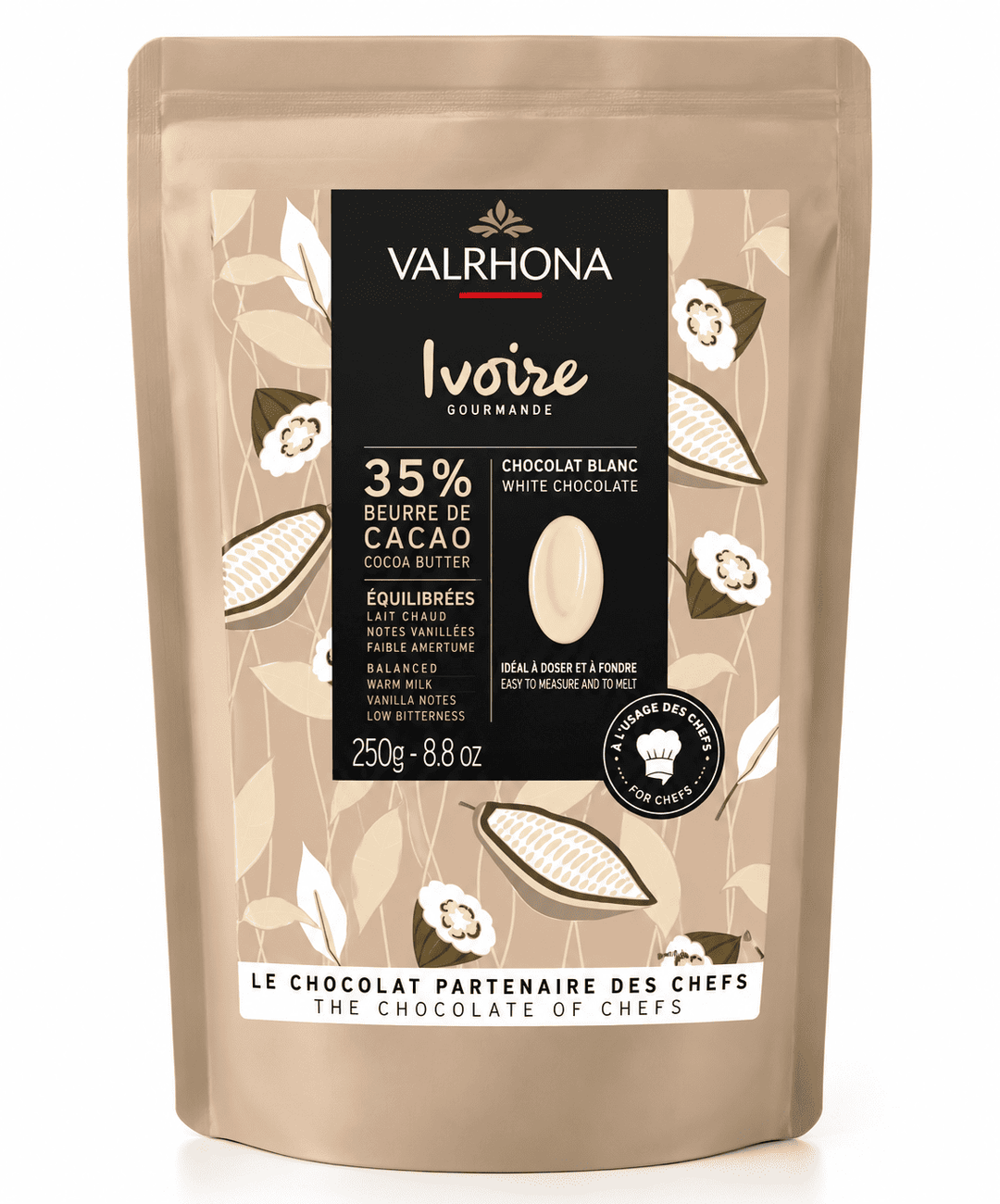 Fèves Ivoire Chocolat Blanc 35% - 250g - Valrhona