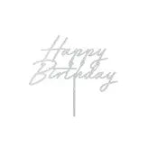 Topper Happy Birthday Glitter Silver