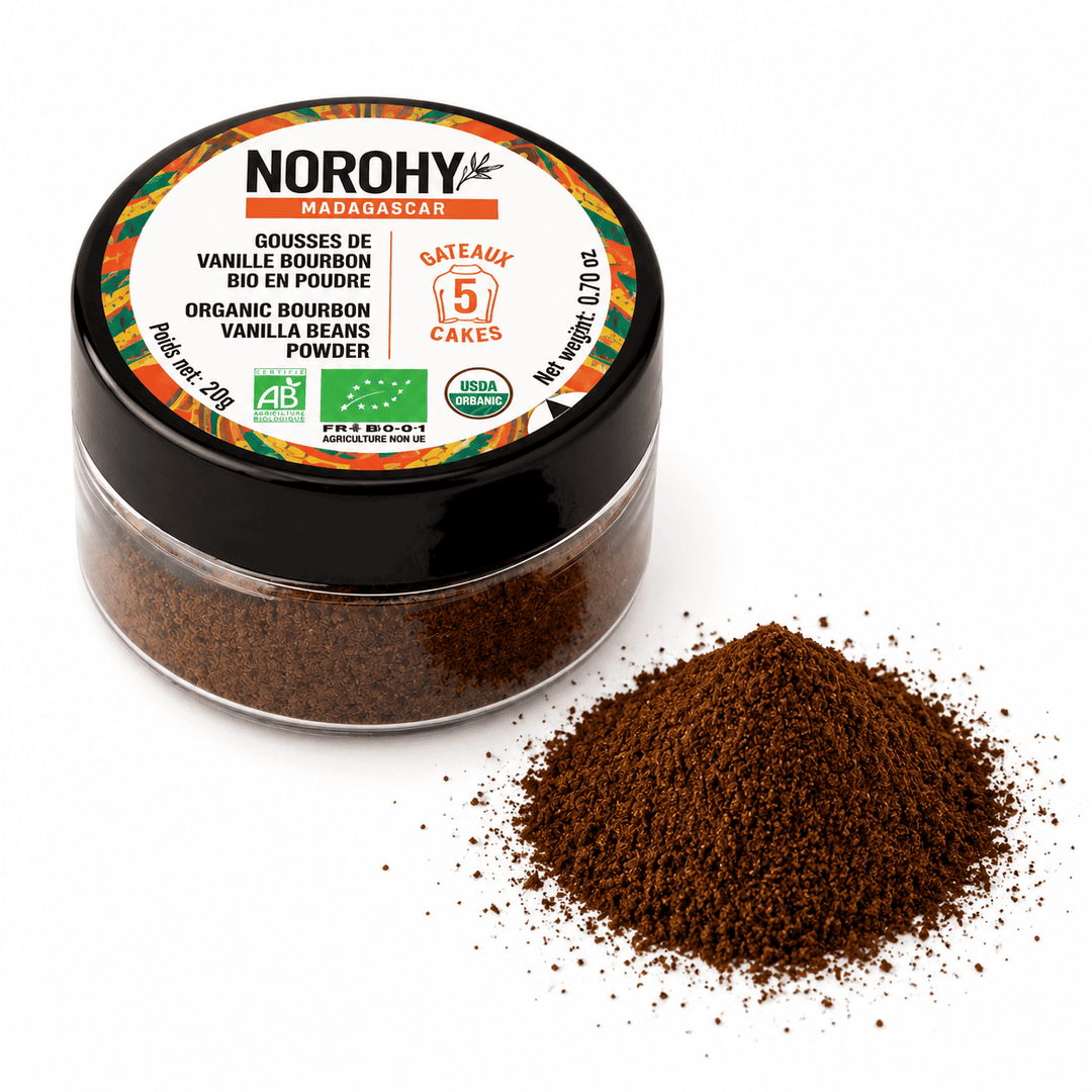 Gousses de Vanille Bourbon Bio en Poudre - 10 g - Norohy