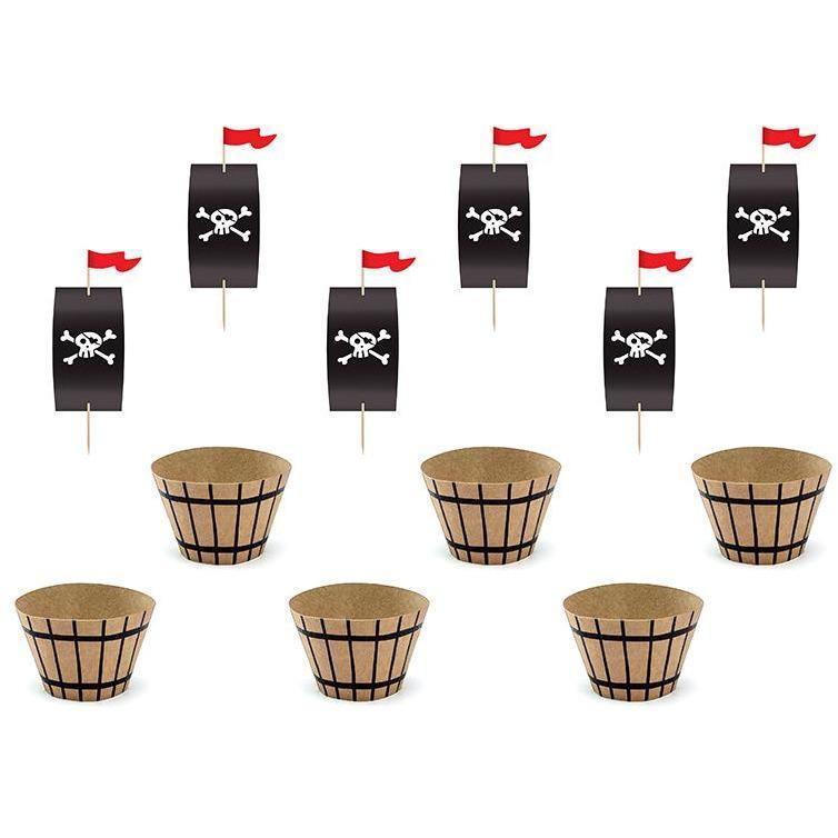 6 Piraten-Wraps & Toppers – Partydeko – Patissland