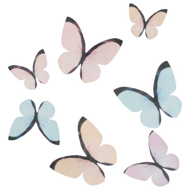 Set/8 Décorations en Papier Comestibles Papillons - Pastel