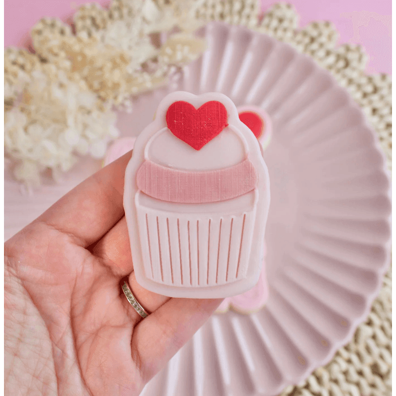 Tampon 3D + Cutter - Cupcake Coeur